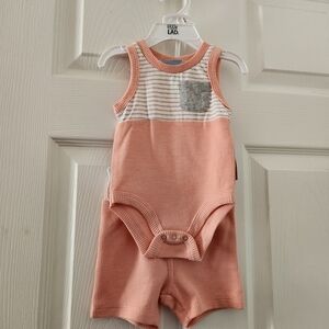 Peach and White Kids Matching Set